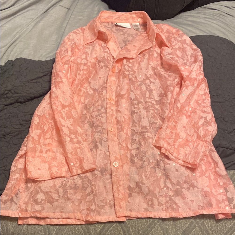 Alfred Dunner Pink Button Down Shirt